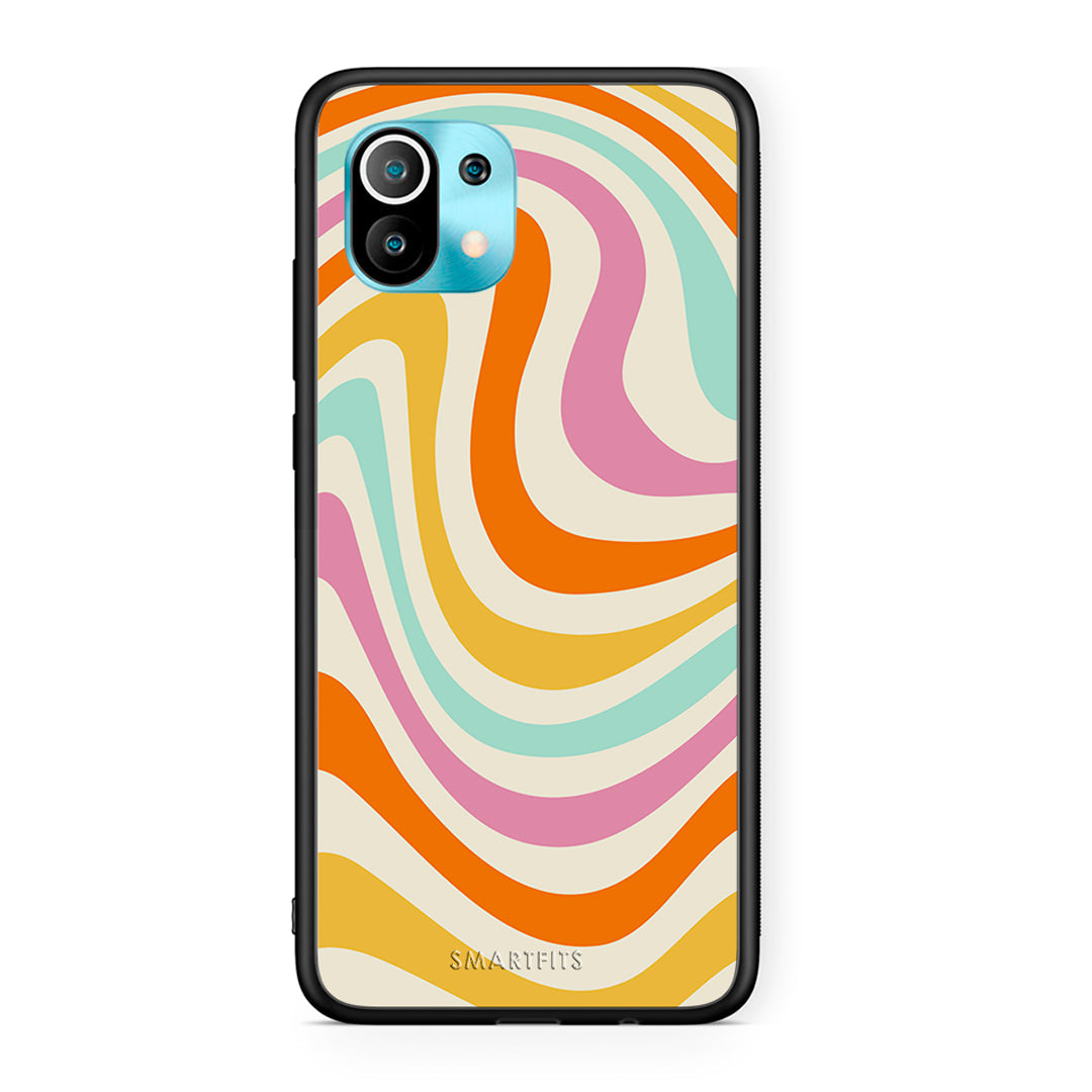 Xiaomi Mi 11 Colourful Waves θήκη από τη Smartfits με σχέδιο στο πίσω μέρος και μαύρο περίβλημα | Smartphone case with colorful back and black bezels by Smartfits