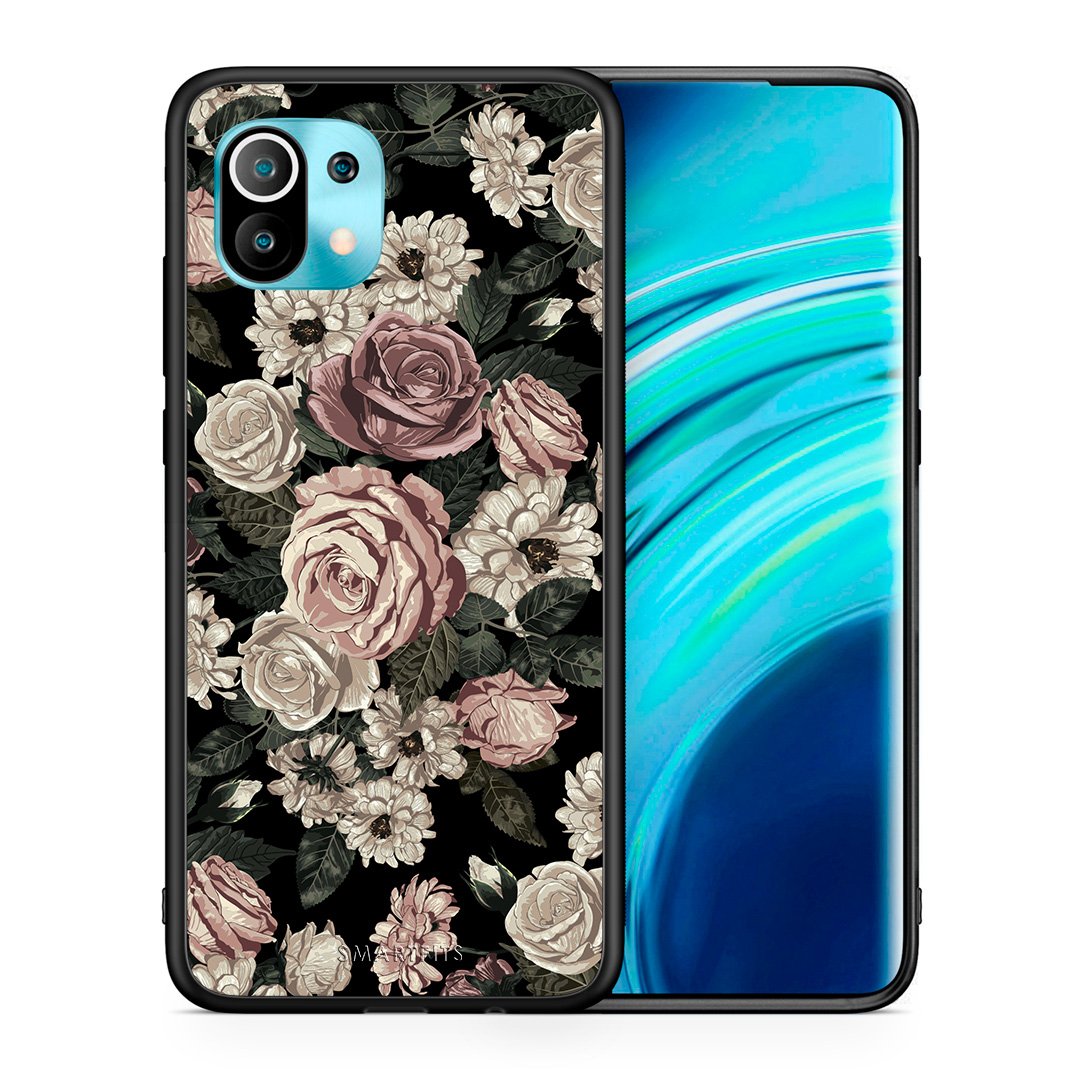 Θήκη Xiaomi Mi 11 Wild Roses Flower από τη Smartfits με σχέδιο στο πίσω μέρος και μαύρο περίβλημα | Xiaomi Mi 11 Wild Roses Flower case with colorful back and black bezels