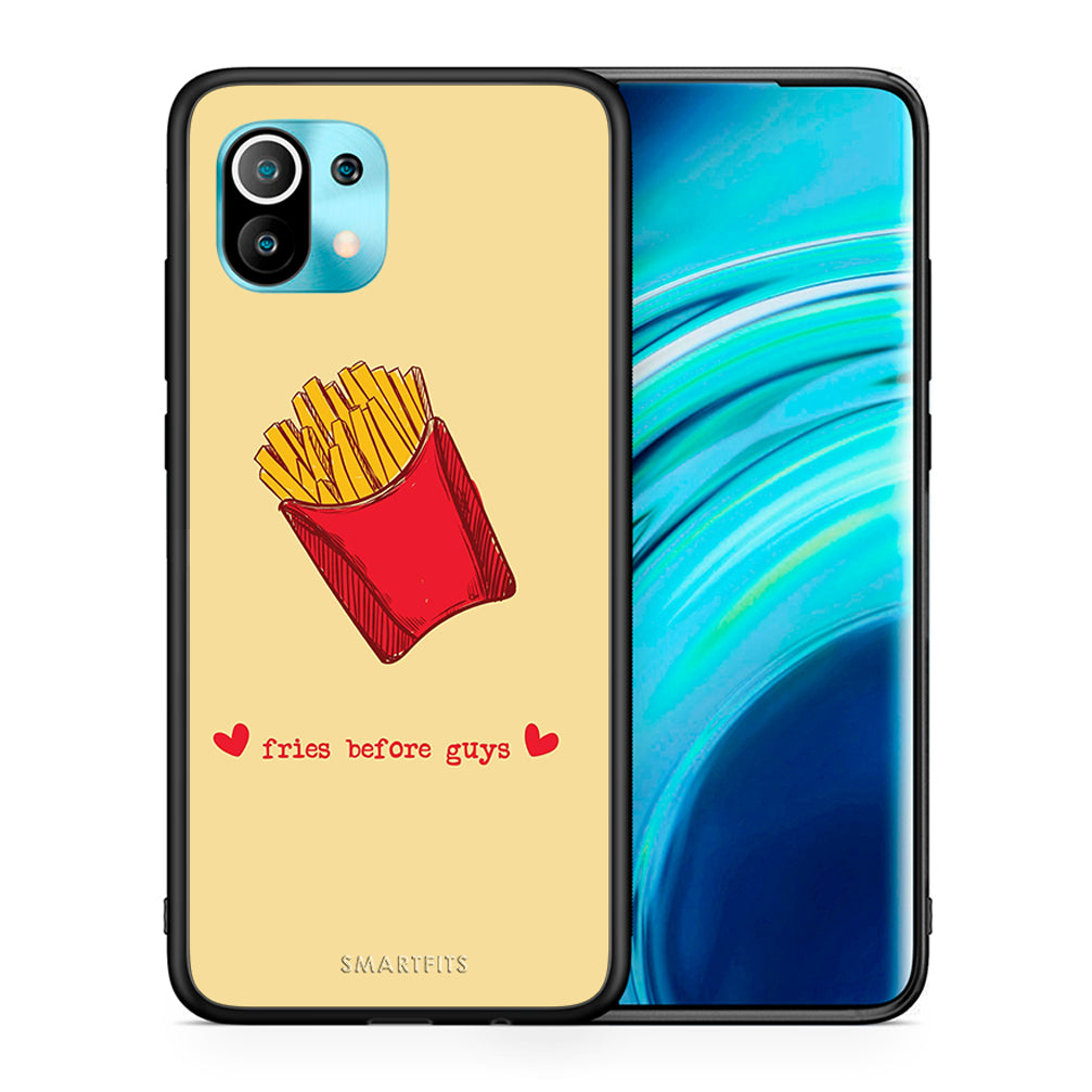 Θήκη Αγίου Βαλεντίνου Xiaomi Mi 11 Fries Before Guys από τη Smartfits με σχέδιο στο πίσω μέρος και μαύρο περίβλημα | Xiaomi Mi 11 Fries Before Guys case with colorful back and black bezels