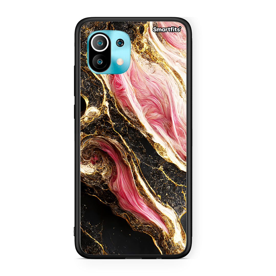 Xiaomi Mi 11 Glamorous Pink Marble θήκη από τη Smartfits με σχέδιο στο πίσω μέρος και μαύρο περίβλημα | Smartphone case with colorful back and black bezels by Smartfits