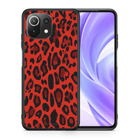 Thumbnail for Θήκη Xiaomi 11 Lite/Mi 11 Lite Red Leopard Animal από τη Smartfits με σχέδιο στο πίσω μέρος και μαύρο περίβλημα | Xiaomi 11 Lite/Mi 11 Lite Red Leopard Animal case with colorful back and black bezels