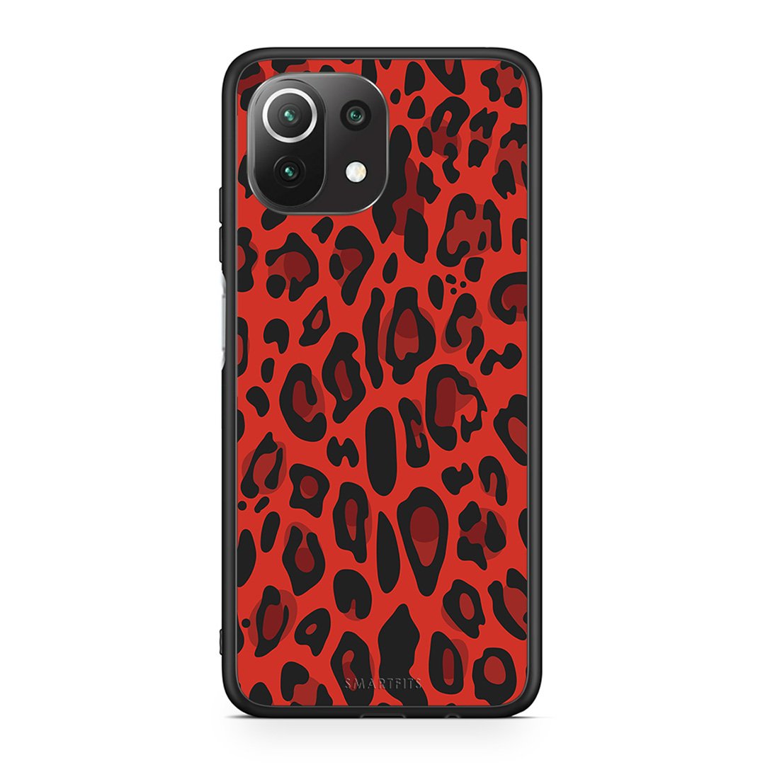 4 - Xiaomi 11 Lite/Mi 11 Lite Red Leopard Animal case, cover, bumper