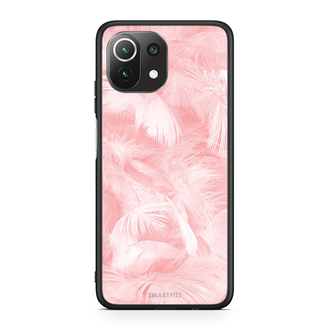 33 - Xiaomi 11 Lite/Mi 11 Lite Pink Feather Boho case, cover, bumper