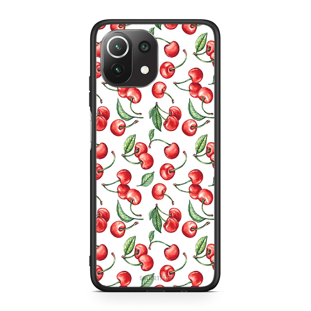 Xiaomi 11 Lite/Mi 11 Lite Cherry Summer θήκη από τη Smartfits με σχέδιο στο πίσω μέρος και μαύρο περίβλημα | Smartphone case with colorful back and black bezels by Smartfits