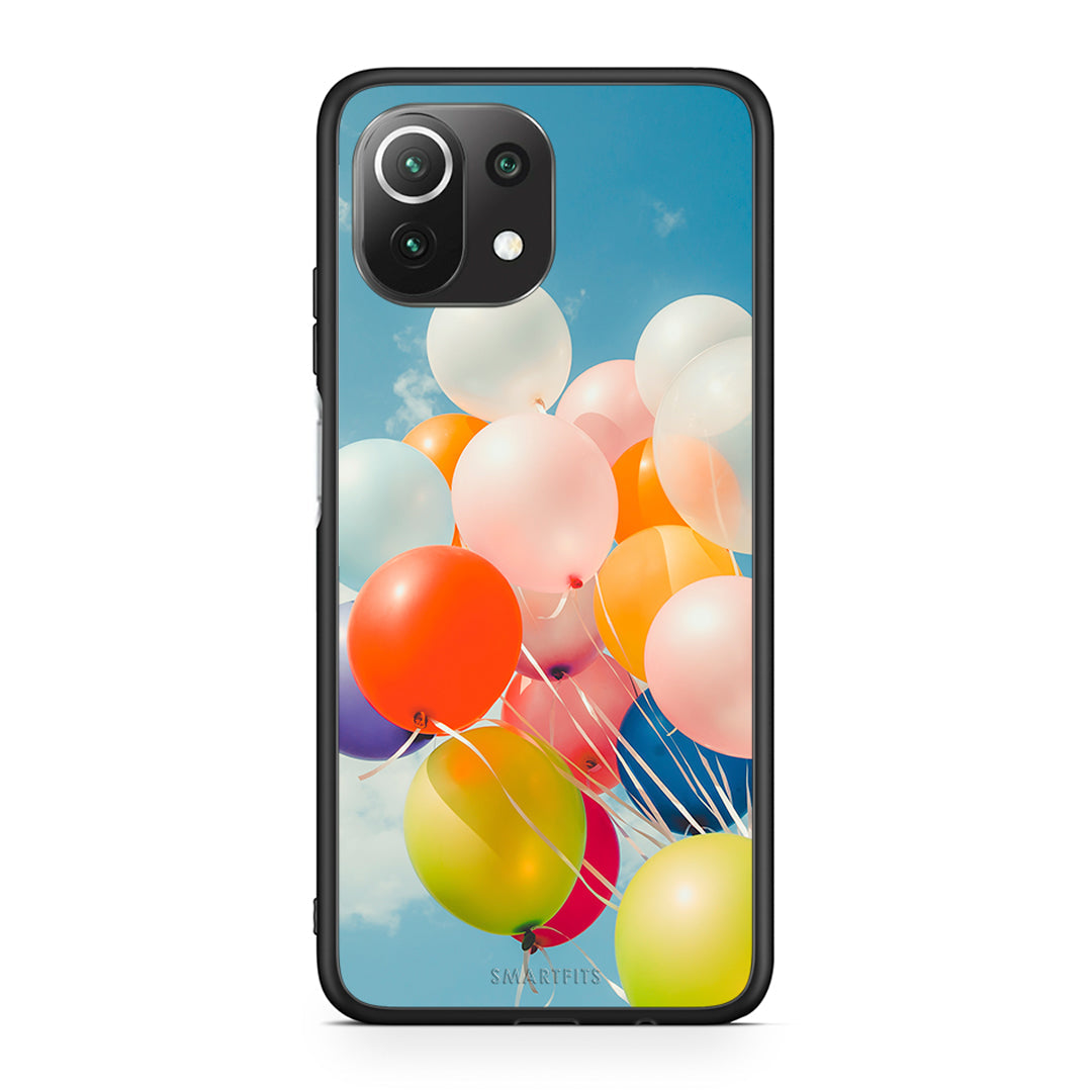 Xiaomi 11 Lite/Mi 11 Lite Colorful Balloons θήκη από τη Smartfits με σχέδιο στο πίσω μέρος και μαύρο περίβλημα | Smartphone case with colorful back and black bezels by Smartfits