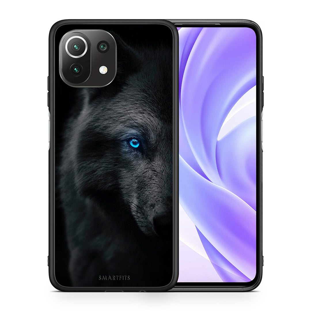 Θήκη Xiaomi 11 Lite/Mi 11 Lite Dark Wolf από τη Smartfits με σχέδιο στο πίσω μέρος και μαύρο περίβλημα | Xiaomi 11 Lite/Mi 11 Lite Dark Wolf case with colorful back and black bezels