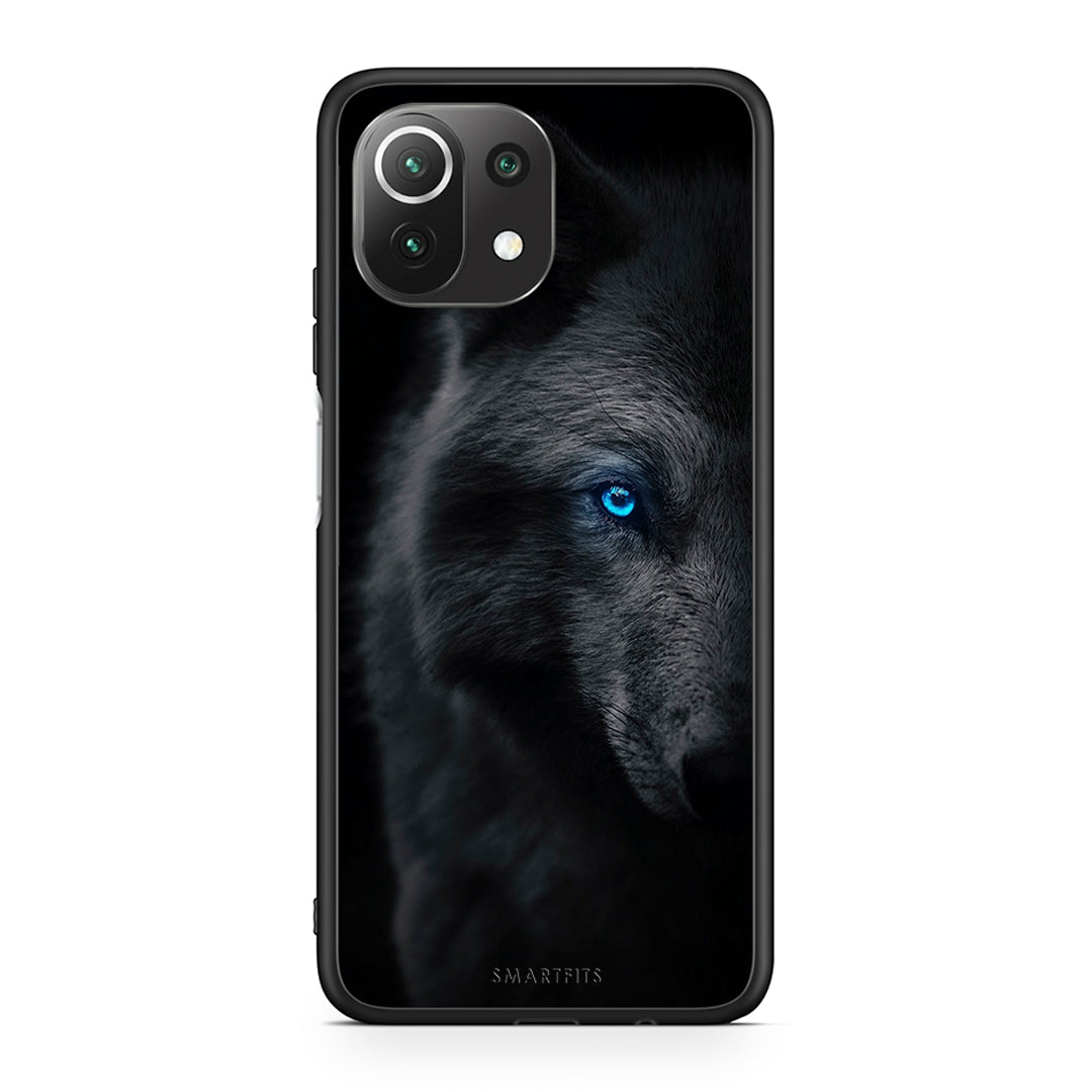 Xiaomi 11 Lite/Mi 11 Lite Dark Wolf θήκη από τη Smartfits με σχέδιο στο πίσω μέρος και μαύρο περίβλημα | Smartphone case with colorful back and black bezels by Smartfits