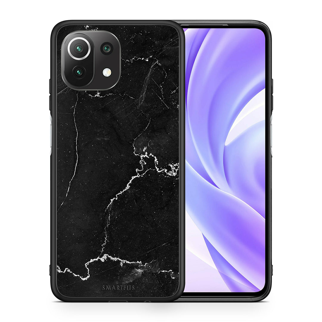 Θήκη Xiaomi 11 Lite/Mi 11 Lite Marble Black από τη Smartfits με σχέδιο στο πίσω μέρος και μαύρο περίβλημα | Xiaomi 11 Lite/Mi 11 Lite Marble Black case with colorful back and black bezels