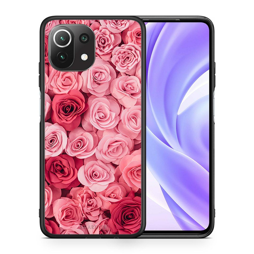 Θήκη Xiaomi 11 Lite/Mi 11 Lite RoseGarden Valentine από τη Smartfits με σχέδιο στο πίσω μέρος και μαύρο περίβλημα | Xiaomi 11 Lite/Mi 11 Lite RoseGarden Valentine case with colorful back and black bezels