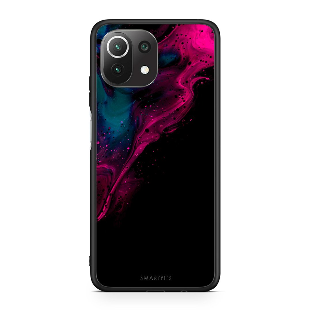 4 - Xiaomi 11 Lite/Mi 11 Lite Pink Black Watercolor case, cover, bumper