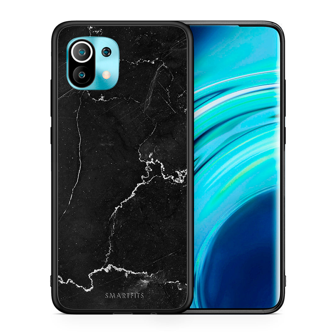 Θήκη Xiaomi Mi 11 Marble Black από τη Smartfits με σχέδιο στο πίσω μέρος και μαύρο περίβλημα | Xiaomi Mi 11 Marble Black case with colorful back and black bezels