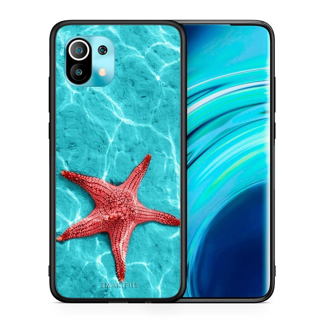 Θήκη Xiaomi Mi 11 Red Starfish από τη Smartfits με σχέδιο στο πίσω μέρος και μαύρο περίβλημα | Xiaomi Mi 11 Red Starfish case with colorful back and black bezels