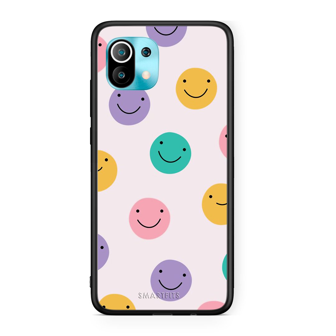 Xiaomi Mi 11 Smiley Faces θήκη από τη Smartfits με σχέδιο στο πίσω μέρος και μαύρο περίβλημα | Smartphone case with colorful back and black bezels by Smartfits