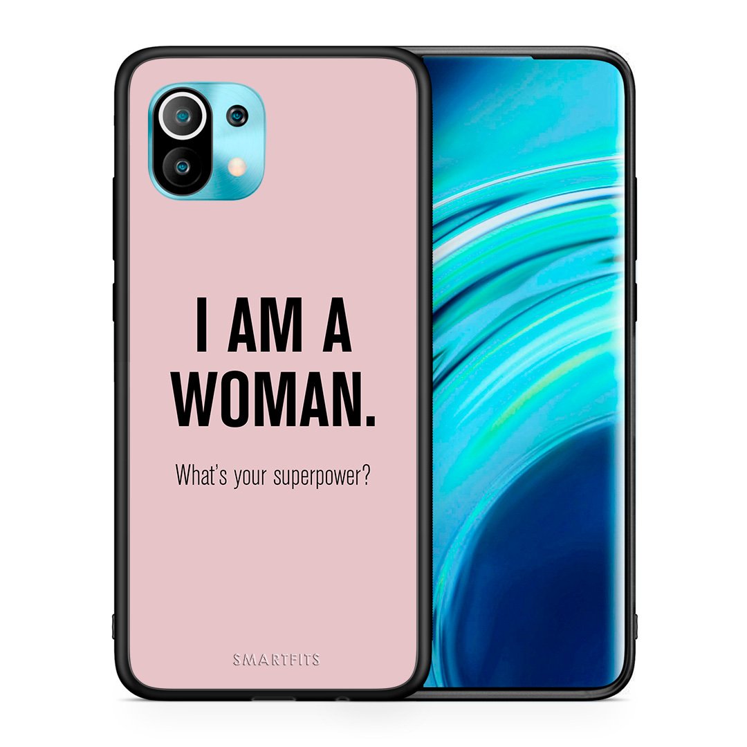 Θήκη Xiaomi Mi 11 Superpower Woman από τη Smartfits με σχέδιο στο πίσω μέρος και μαύρο περίβλημα | Xiaomi Mi 11 Superpower Woman case with colorful back and black bezels