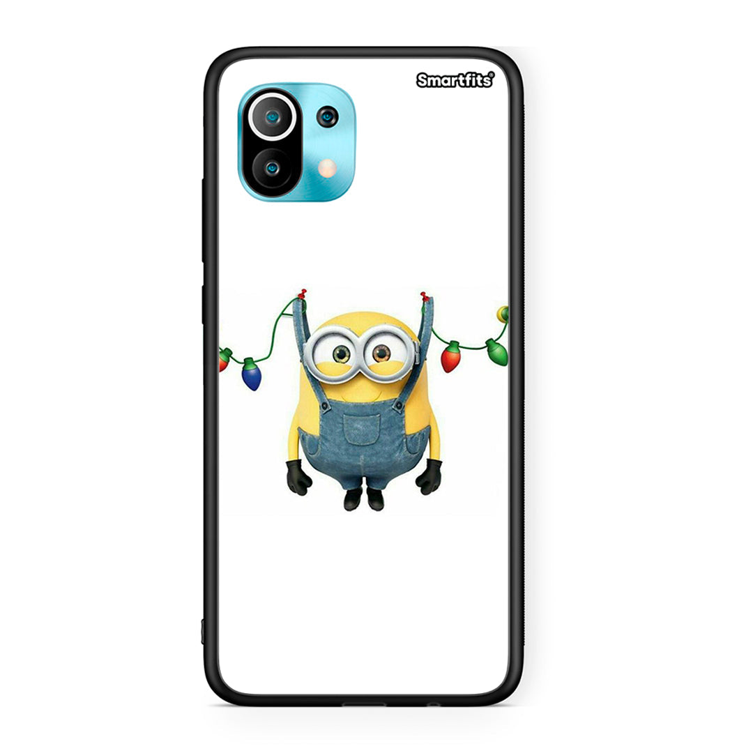 Xiaomi Mi 11 Xmas Minion Lights θήκη από τη Smartfits με σχέδιο στο πίσω μέρος και μαύρο περίβλημα | Smartphone case with colorful back and black bezels by Smartfits