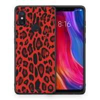 Thumbnail for Θήκη Xiaomi Mi 8 Red Leopard Animal από τη Smartfits με σχέδιο στο πίσω μέρος και μαύρο περίβλημα | Xiaomi Mi 8 Red Leopard Animal case with colorful back and black bezels