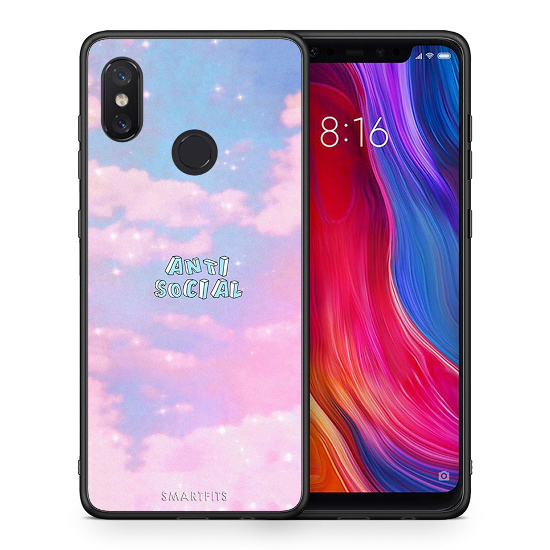 Θήκη Αγίου Βαλεντίνου Xiaomi Mi 8 Anti Social από τη Smartfits με σχέδιο στο πίσω μέρος και μαύρο περίβλημα | Xiaomi Mi 8 Anti Social case with colorful back and black bezels