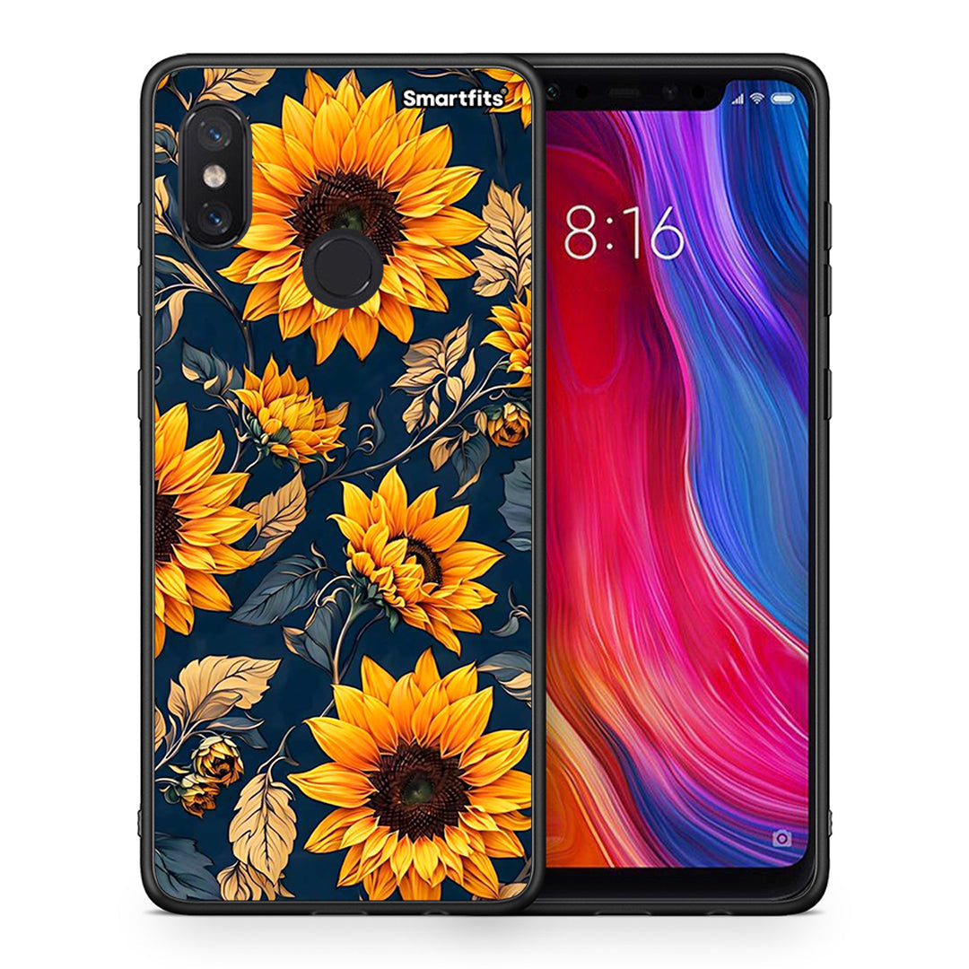 Θήκη Xiaomi Mi 8 Autumn Sunflowers από τη Smartfits με σχέδιο στο πίσω μέρος και μαύρο περίβλημα | Xiaomi Mi 8 Autumn Sunflowers case with colorful back and black bezels