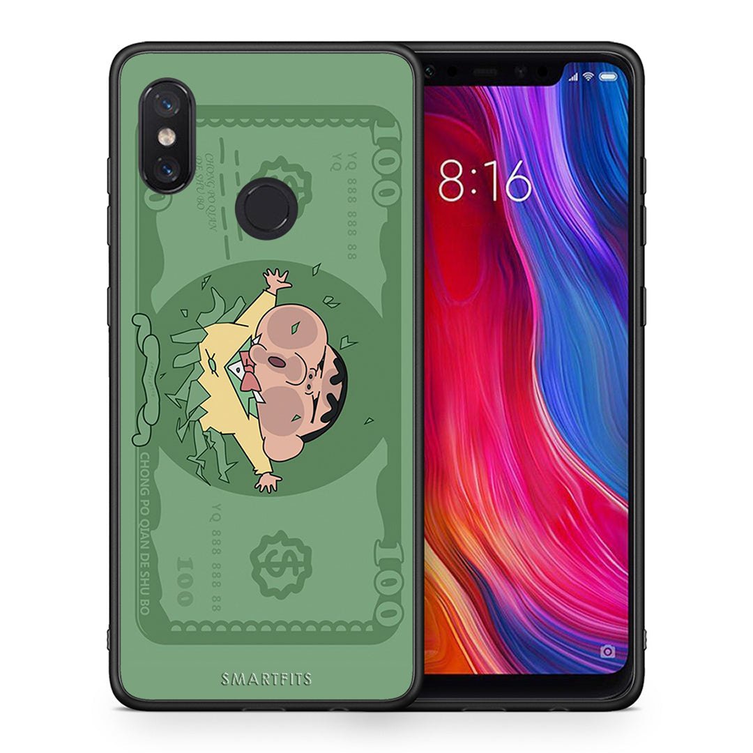 Θήκη Αγίου Βαλεντίνου Xiaomi Mi 8 Big Money από τη Smartfits με σχέδιο στο πίσω μέρος και μαύρο περίβλημα | Xiaomi Mi 8 Big Money case with colorful back and black bezels