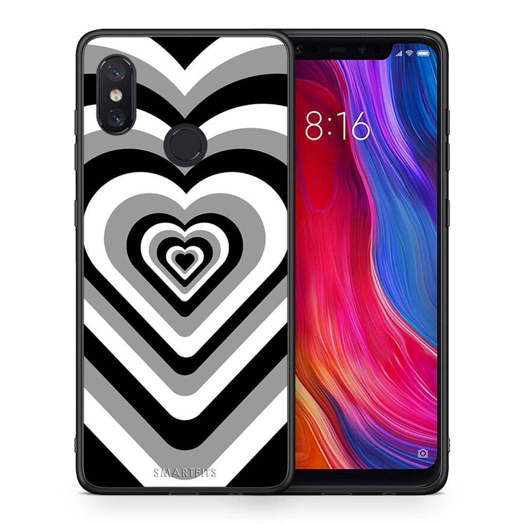 Θήκη Xiaomi Mi 8 Black Hearts από τη Smartfits με σχέδιο στο πίσω μέρος και μαύρο περίβλημα | Xiaomi Mi 8 Black Hearts case with colorful back and black bezels