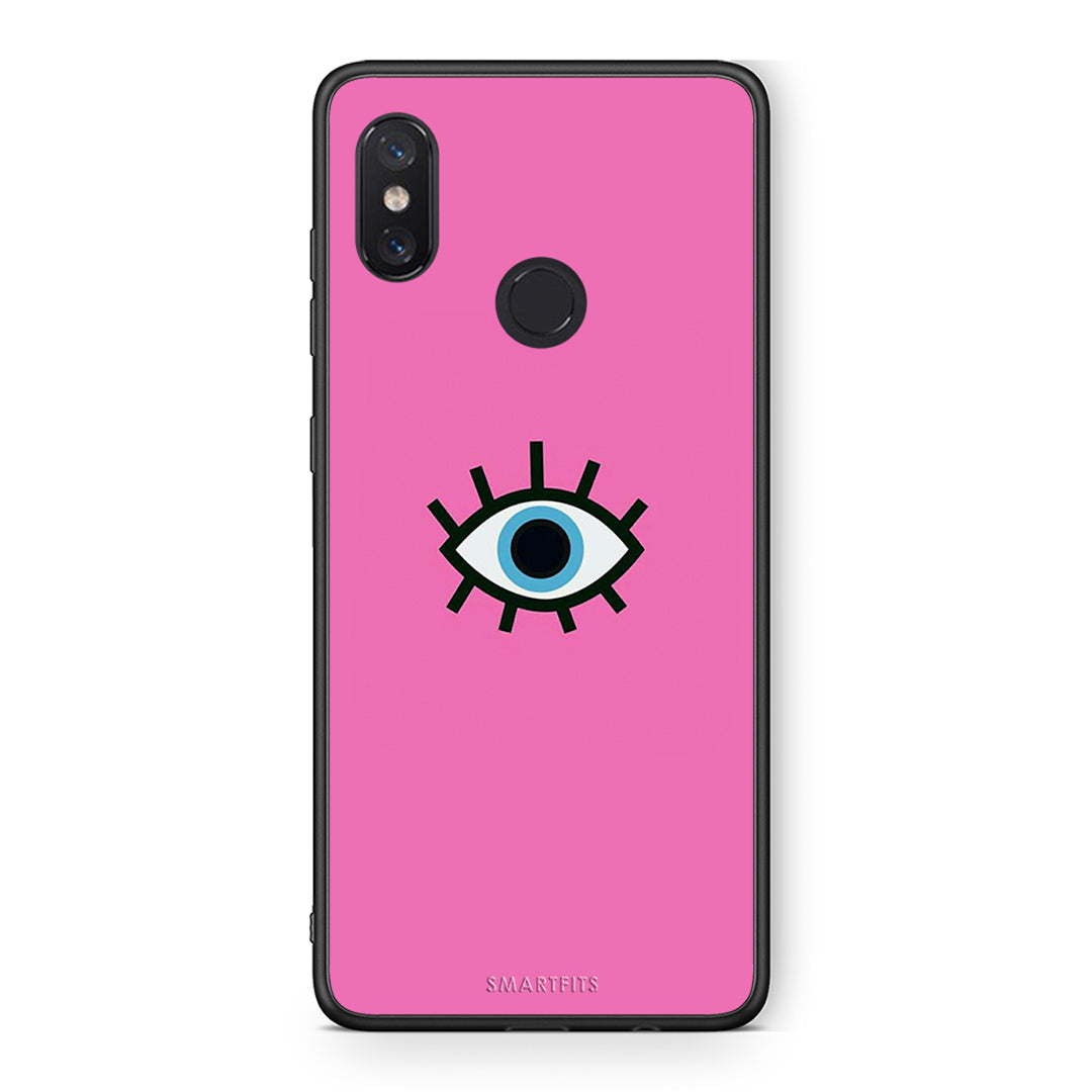 Xiaomi Mi 8 Blue Eye Pink θήκη από τη Smartfits με σχέδιο στο πίσω μέρος και μαύρο περίβλημα | Smartphone case with colorful back and black bezels by Smartfits