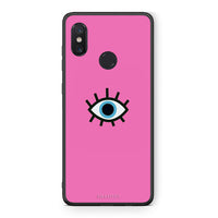 Thumbnail for Xiaomi Mi 8 Blue Eye Pink θήκη από τη Smartfits με σχέδιο στο πίσω μέρος και μαύρο περίβλημα | Smartphone case with colorful back and black bezels by Smartfits
