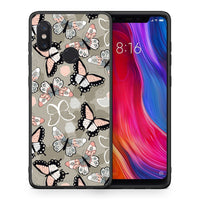 Thumbnail for Θήκη Xiaomi Mi 8 Butterflies Boho από τη Smartfits με σχέδιο στο πίσω μέρος και μαύρο περίβλημα | Xiaomi Mi 8 Butterflies Boho case with colorful back and black bezels