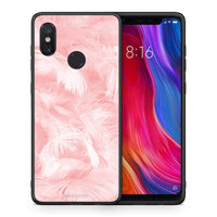 Thumbnail for Θήκη Xiaomi Mi 8 Pink Feather Boho από τη Smartfits με σχέδιο στο πίσω μέρος και μαύρο περίβλημα | Xiaomi Mi 8 Pink Feather Boho case with colorful back and black bezels