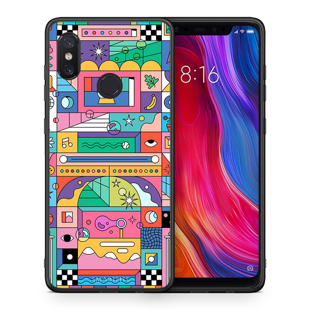 Θήκη Xiaomi Mi 8 Bubbles Soap από τη Smartfits με σχέδιο στο πίσω μέρος και μαύρο περίβλημα | Xiaomi Mi 8 Bubbles Soap case with colorful back and black bezels