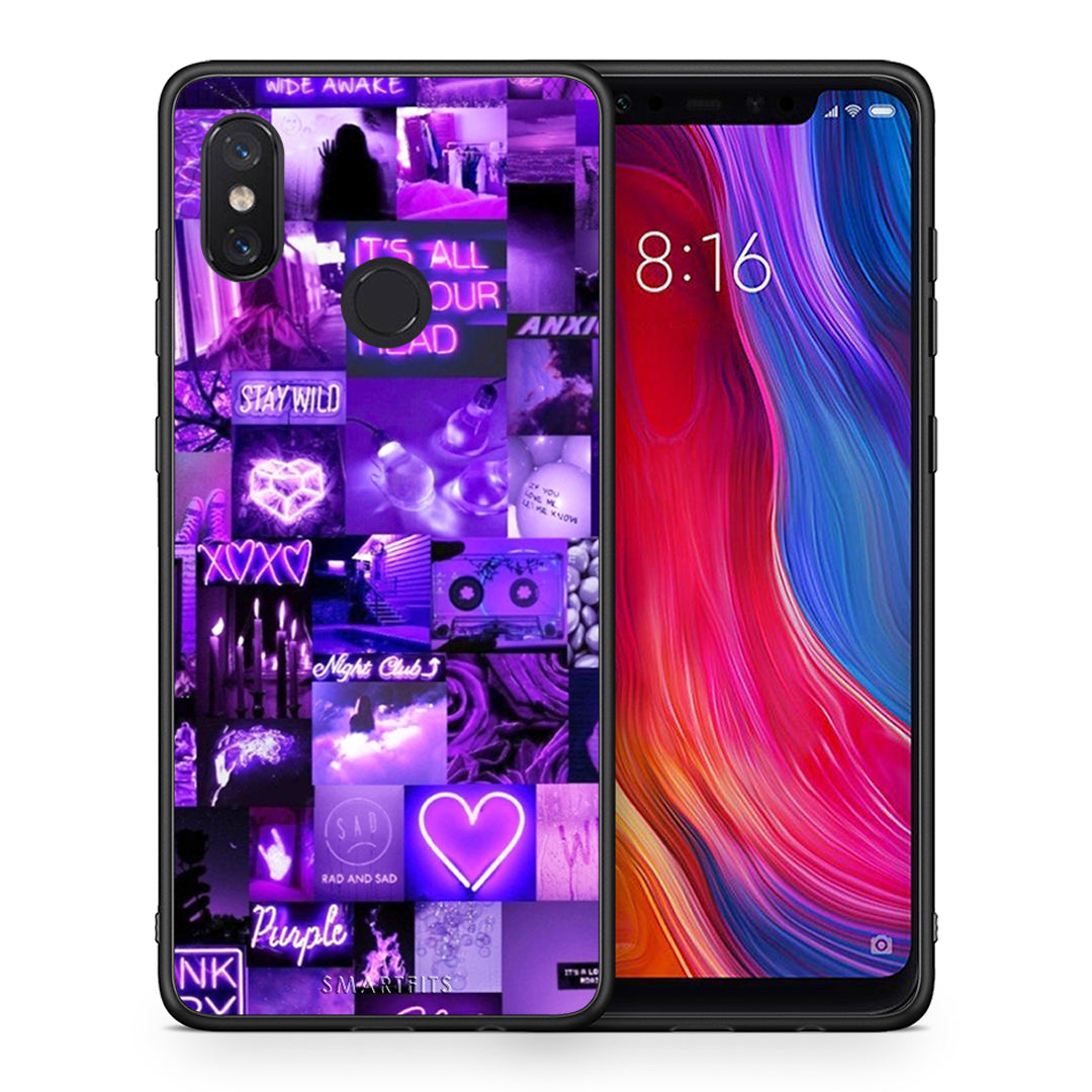 Θήκη Αγίου Βαλεντίνου Xiaomi Mi 8 Collage Stay Wild από τη Smartfits με σχέδιο στο πίσω μέρος και μαύρο περίβλημα | Xiaomi Mi 8 Collage Stay Wild case with colorful back and black bezels