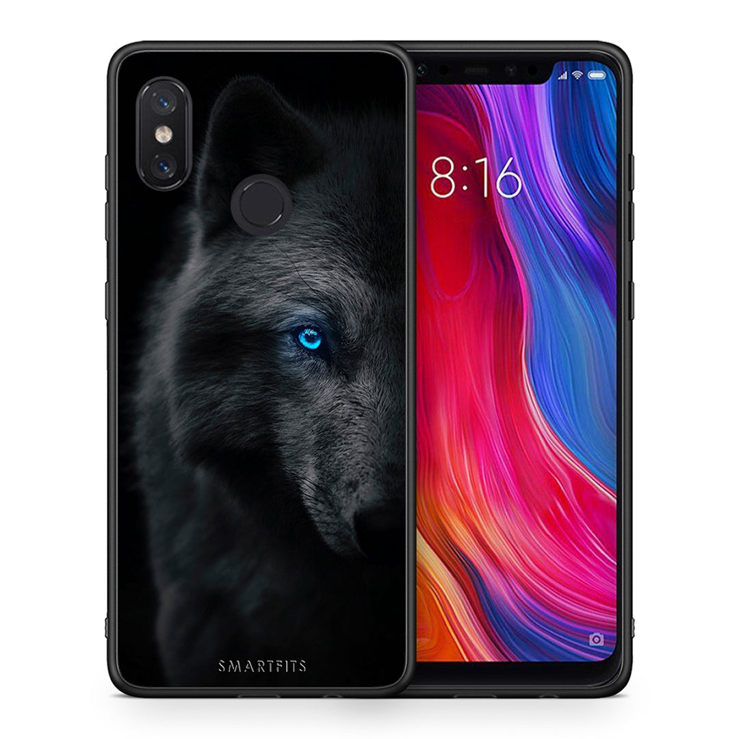 Θήκη Xiaomi Mi 8 Dark Wolf από τη Smartfits με σχέδιο στο πίσω μέρος και μαύρο περίβλημα | Xiaomi Mi 8 Dark Wolf case with colorful back and black bezels