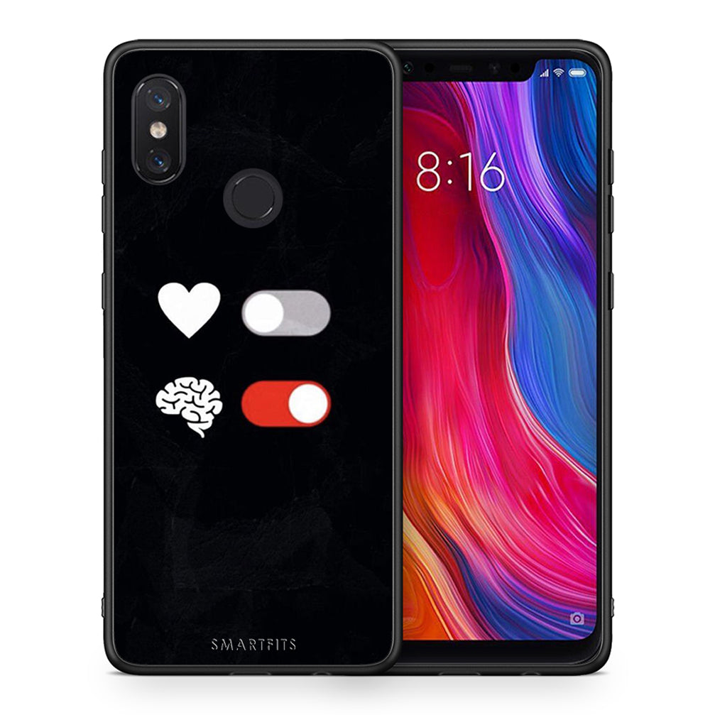 Θήκη Αγίου Βαλεντίνου Xiaomi Mi 8 Heart Vs Brain από τη Smartfits με σχέδιο στο πίσω μέρος και μαύρο περίβλημα | Xiaomi Mi 8 Heart Vs Brain case with colorful back and black bezels