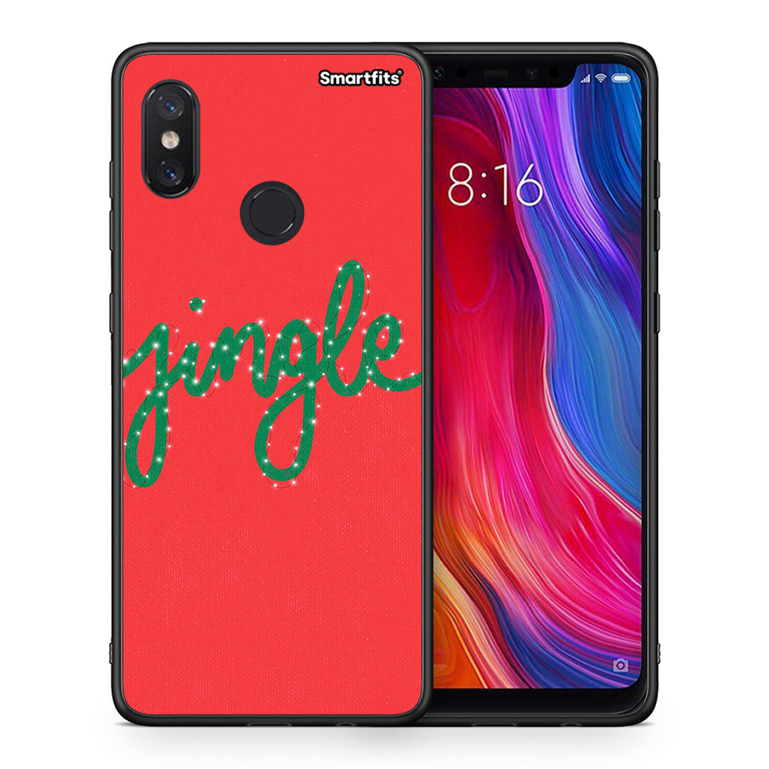 Θήκη Xiaomi Mi 8 Jingle Xmas από τη Smartfits με σχέδιο στο πίσω μέρος και μαύρο περίβλημα | Xiaomi Mi 8 Jingle Xmas case with colorful back and black bezels