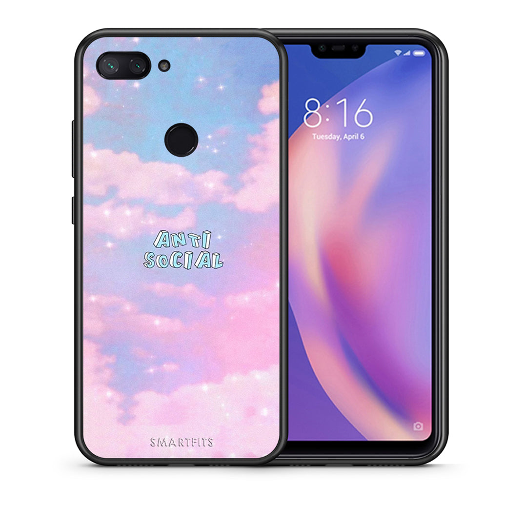 Θήκη Αγίου Βαλεντίνου Xiaomi Mi 8 Lite Anti Social από τη Smartfits με σχέδιο στο πίσω μέρος και μαύρο περίβλημα | Xiaomi Mi 8 Lite Anti Social case with colorful back and black bezels