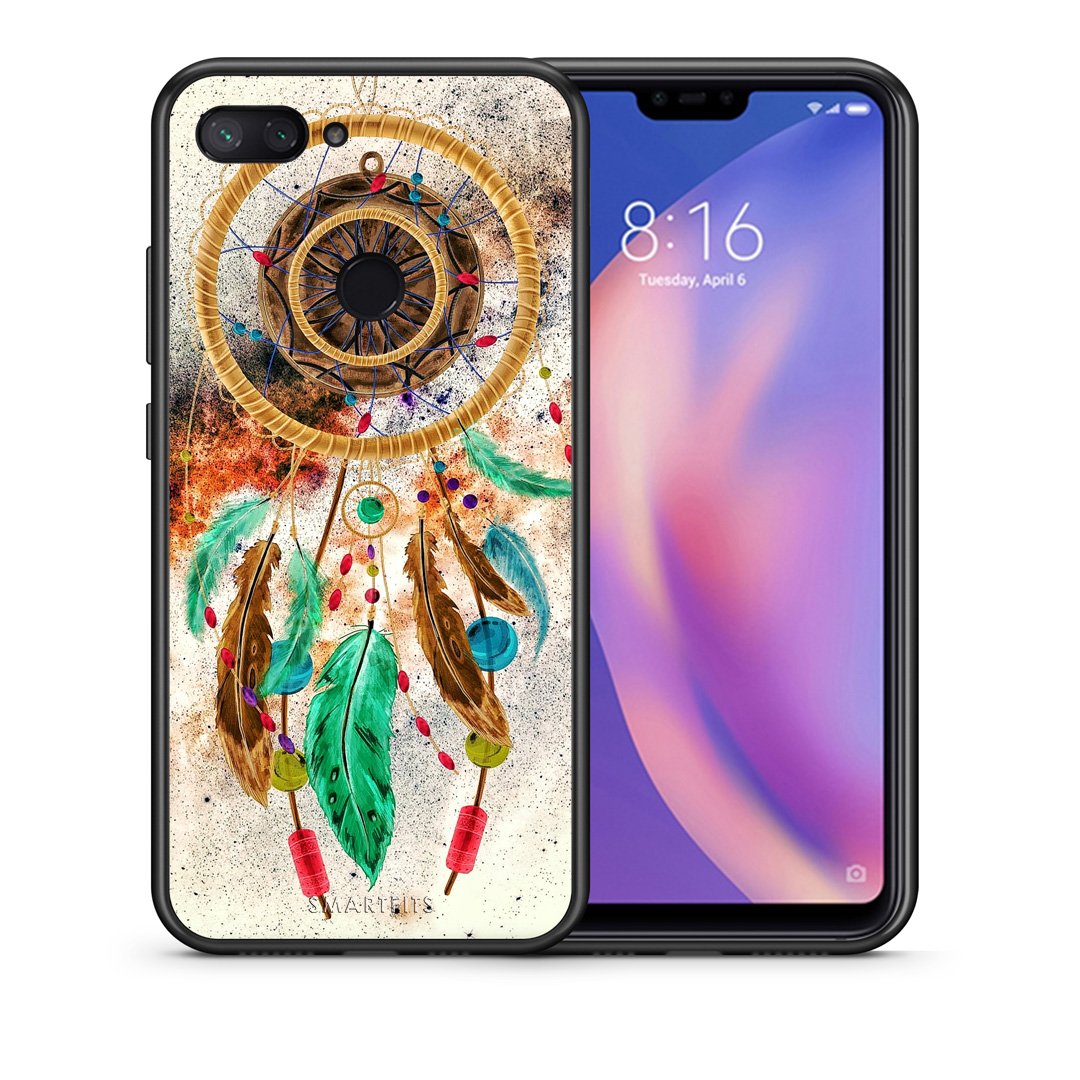 Θήκη Xiaomi Mi 8 Lite DreamCatcher Boho από τη Smartfits με σχέδιο στο πίσω μέρος και μαύρο περίβλημα | Xiaomi Mi 8 Lite DreamCatcher Boho case with colorful back and black bezels