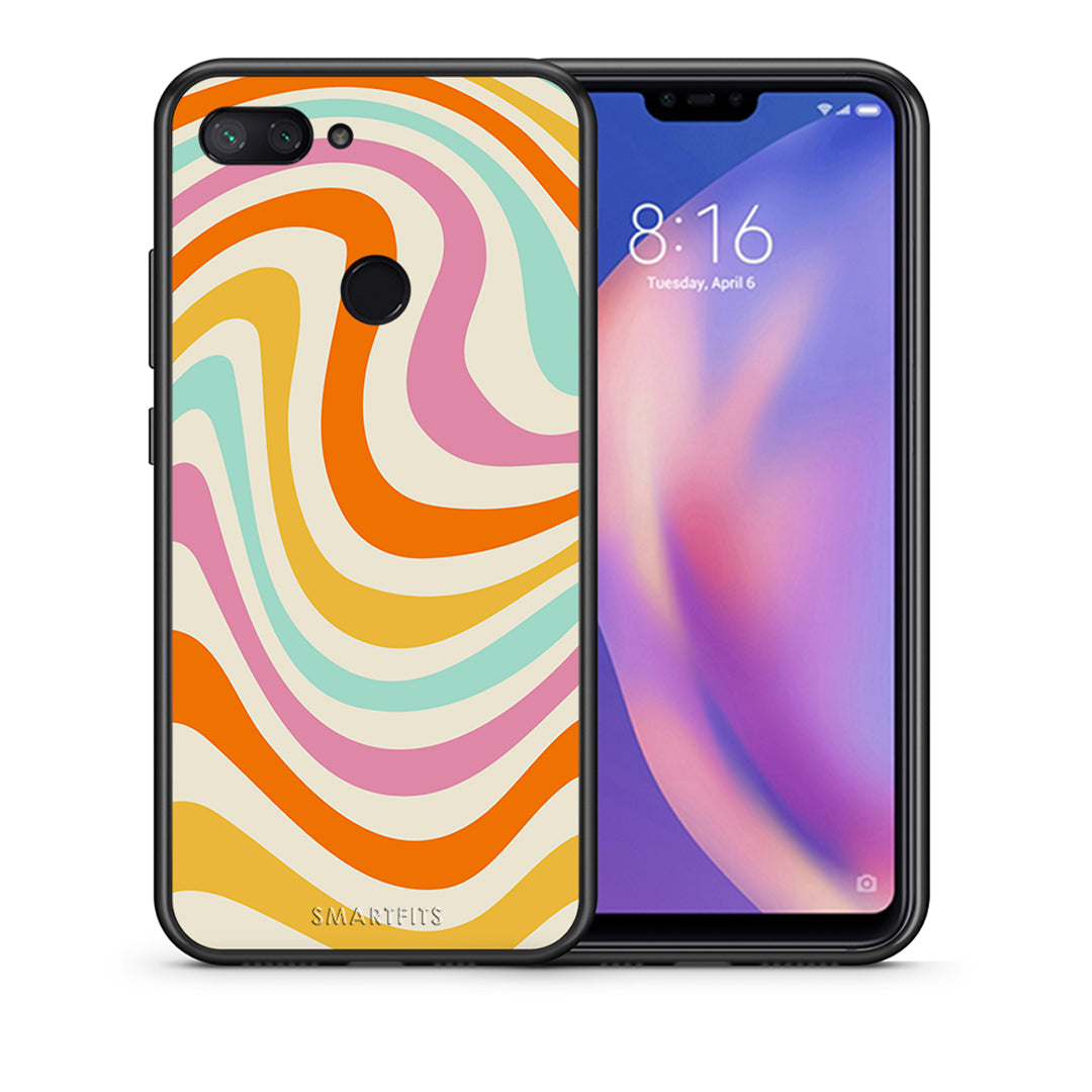 Θήκη Xiaomi Mi 8 Lite Colourful Waves από τη Smartfits με σχέδιο στο πίσω μέρος και μαύρο περίβλημα | Xiaomi Mi 8 Lite Colourful Waves case with colorful back and black bezels