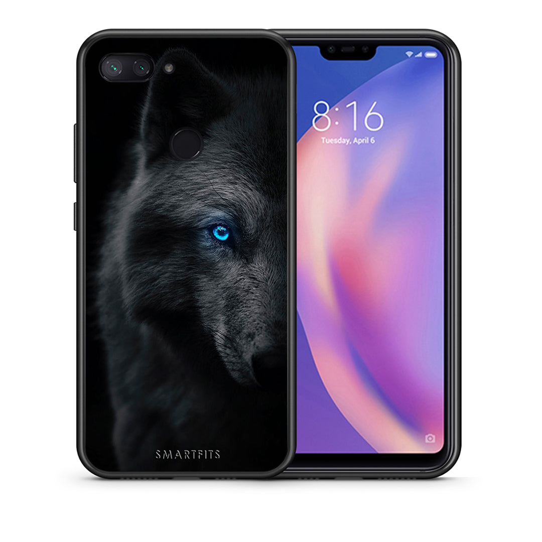 Θήκη Xiaomi Mi 8 Lite Dark Wolf από τη Smartfits με σχέδιο στο πίσω μέρος και μαύρο περίβλημα | Xiaomi Mi 8 Lite Dark Wolf case with colorful back and black bezels