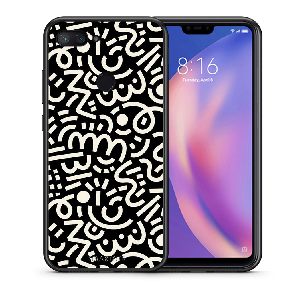 Θήκη Xiaomi Mi 8 Lite Doodle Art από τη Smartfits με σχέδιο στο πίσω μέρος και μαύρο περίβλημα | Xiaomi Mi 8 Lite Doodle Art case with colorful back and black bezels