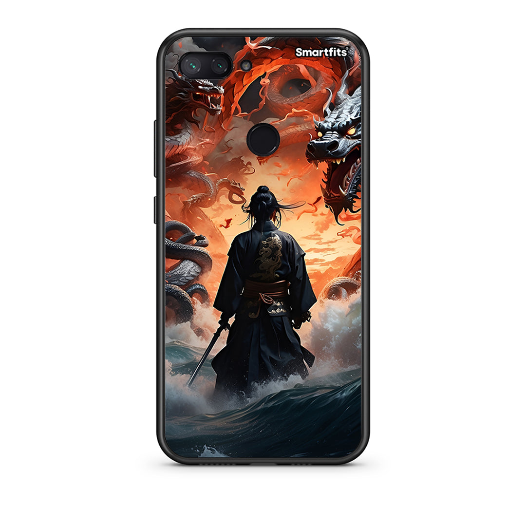 Xiaomi Mi 8 Lite Dragons Fight θήκη από τη Smartfits με σχέδιο στο πίσω μέρος και μαύρο περίβλημα | Smartphone case with colorful back and black bezels by Smartfits