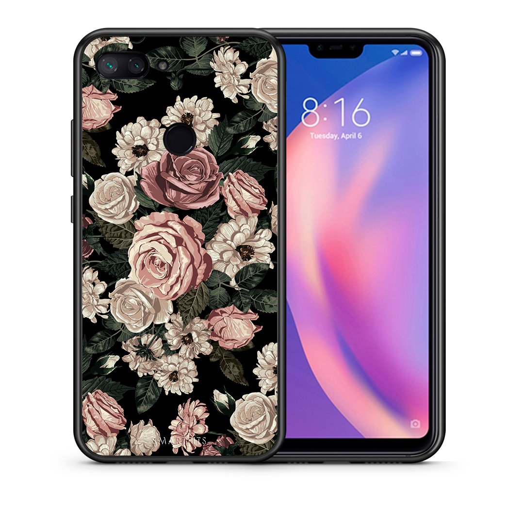 Θήκη Xiaomi Mi 8 Lite Wild Roses Flower από τη Smartfits με σχέδιο στο πίσω μέρος και μαύρο περίβλημα | Xiaomi Mi 8 Lite Wild Roses Flower case with colorful back and black bezels