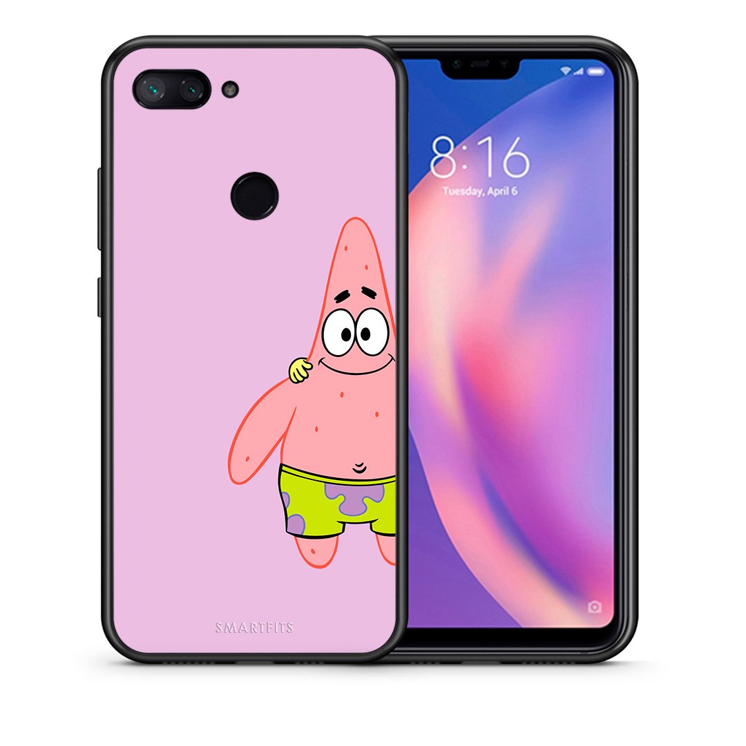 Θήκη Xiaomi Mi 8 Lite  Friends Patrick από τη Smartfits με σχέδιο στο πίσω μέρος και μαύρο περίβλημα | Xiaomi Mi 8 Lite  Friends Patrick case with colorful back and black bezels