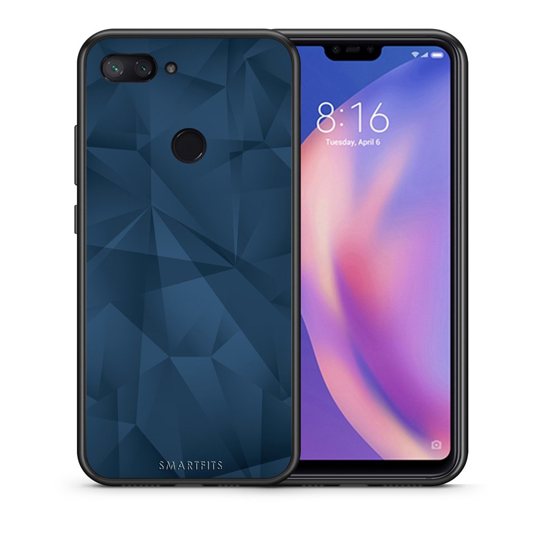 Θήκη Xiaomi Mi 8 Lite Blue Abstract Geometric από τη Smartfits με σχέδιο στο πίσω μέρος και μαύρο περίβλημα | Xiaomi Mi 8 Lite Blue Abstract Geometric case with colorful back and black bezels