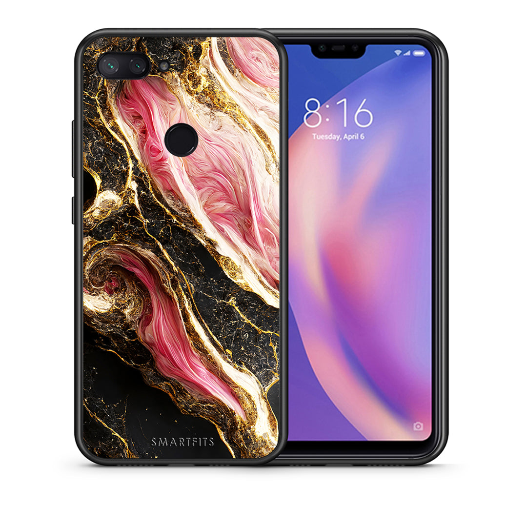 Θήκη Xiaomi Mi 8 Lite Glamorous Pink Marble από τη Smartfits με σχέδιο στο πίσω μέρος και μαύρο περίβλημα | Xiaomi Mi 8 Lite Glamorous Pink Marble case with colorful back and black bezels