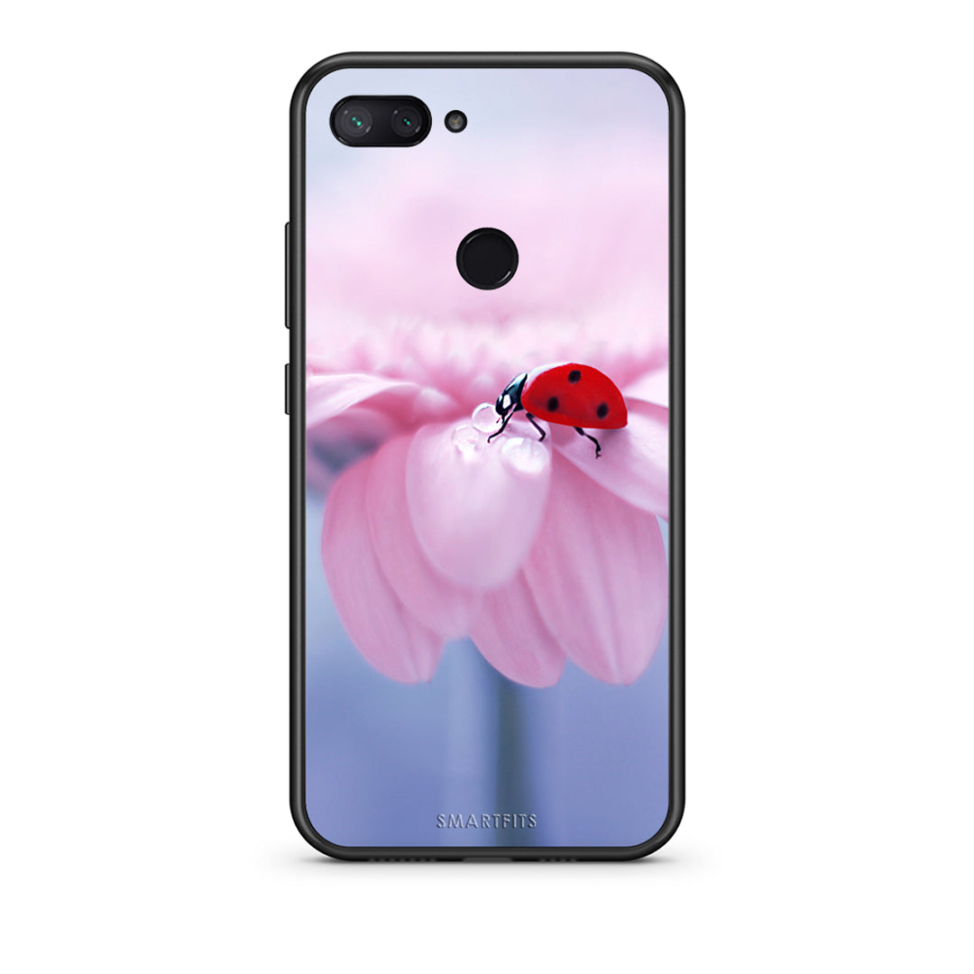 Xiaomi Mi 8 Lite Ladybug Flower θήκη από τη Smartfits με σχέδιο στο πίσω μέρος και μαύρο περίβλημα | Smartphone case with colorful back and black bezels by Smartfits