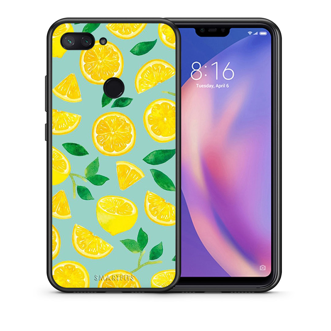 Θήκη Xiaomi Mi 8 Lite Lemons από τη Smartfits με σχέδιο στο πίσω μέρος και μαύρο περίβλημα | Xiaomi Mi 8 Lite Lemons case with colorful back and black bezels