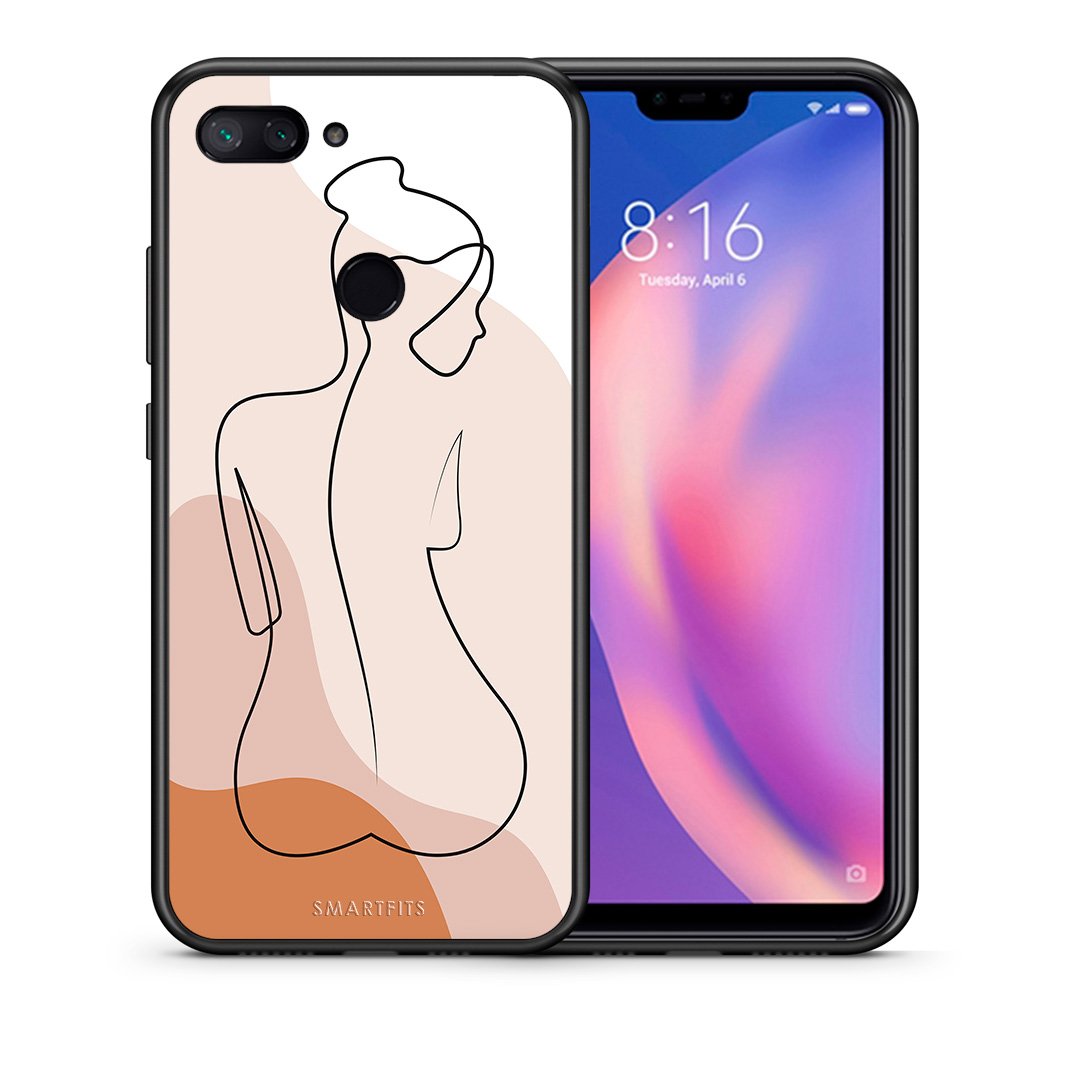 Θήκη Xiaomi Mi 8 Lite LineArt Woman από τη Smartfits με σχέδιο στο πίσω μέρος και μαύρο περίβλημα | Xiaomi Mi 8 Lite LineArt Woman case with colorful back and black bezels