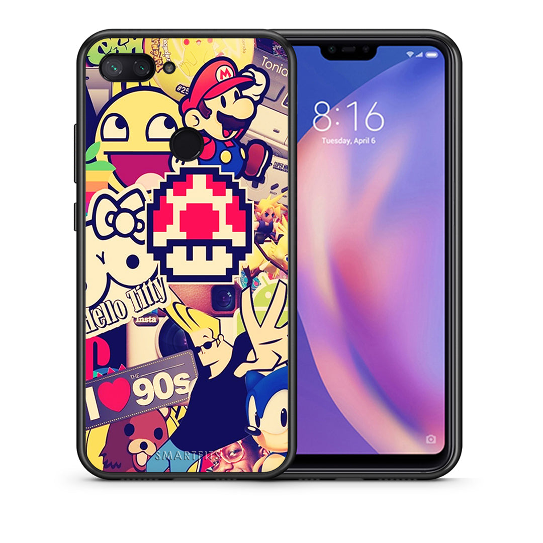 Θήκη Xiaomi Mi 8 Lite Love The 90s από τη Smartfits με σχέδιο στο πίσω μέρος και μαύρο περίβλημα | Xiaomi Mi 8 Lite Love The 90s case with colorful back and black bezels