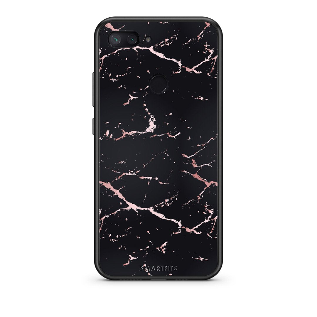 4 - Xiaomi Mi 8 Lite  Black Rosegold Marble case, cover, bumper