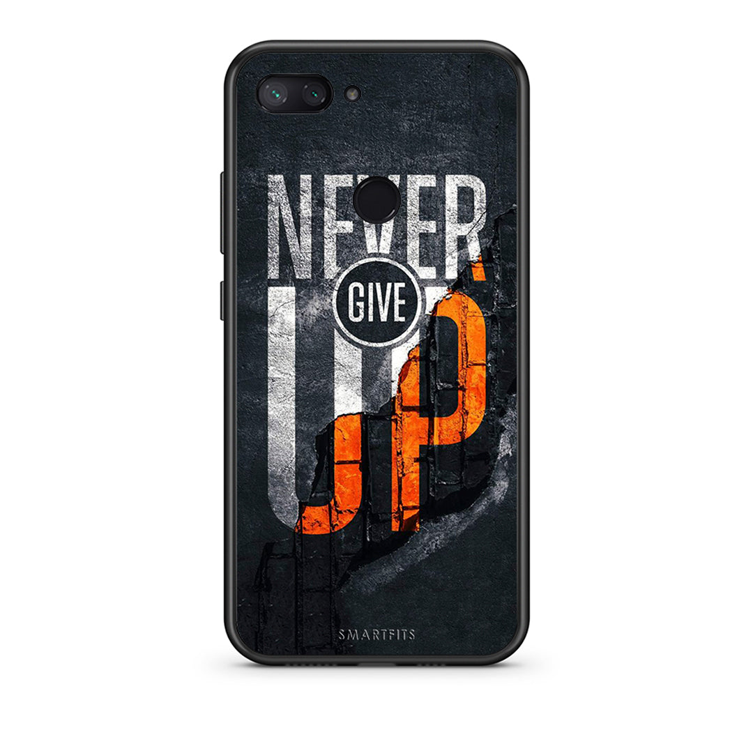 Xiaomi Mi 8 Lite Never Give Up Θήκη Αγίου Βαλεντίνου από τη Smartfits με σχέδιο στο πίσω μέρος και μαύρο περίβλημα | Smartphone case with colorful back and black bezels by Smartfits