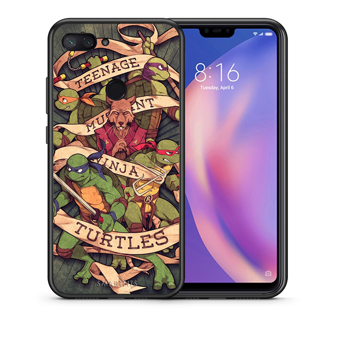 Θήκη Xiaomi Mi 8 Lite Ninja Turtles από τη Smartfits με σχέδιο στο πίσω μέρος και μαύρο περίβλημα | Xiaomi Mi 8 Lite Ninja Turtles case with colorful back and black bezels